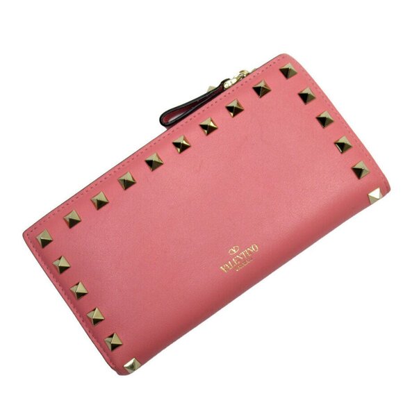 Auth Valentino Garavani Bifold Wallet Pink / Gold leather/metal authentic - Picture 1 of 12